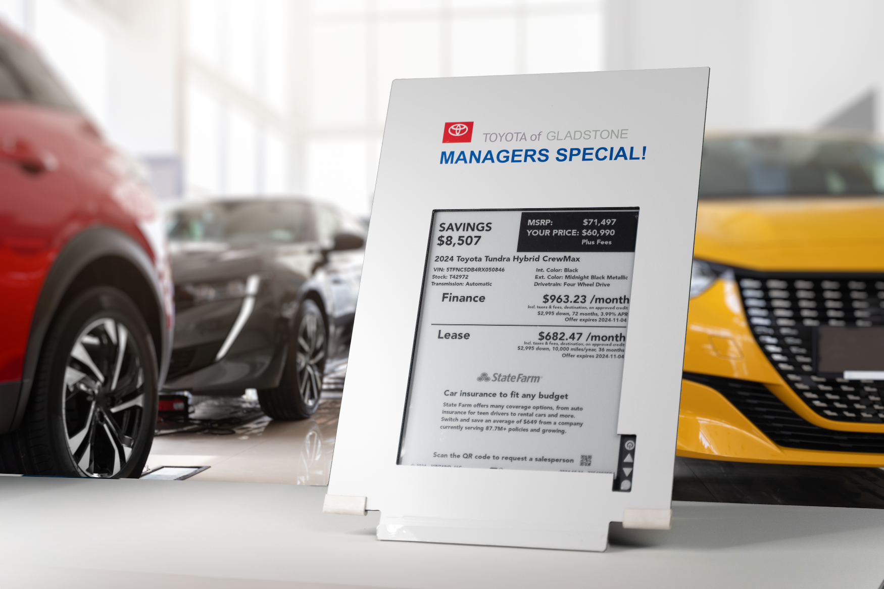 Digital Price Tag for Car Dealership.